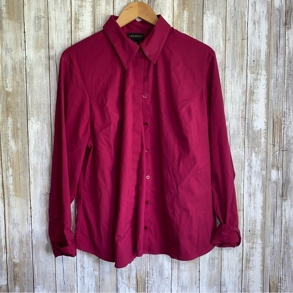 Lane Bryant Tops - Lane Bryant Magenta Button Down Blouse 14/16 Stretch Career Office Plus Size